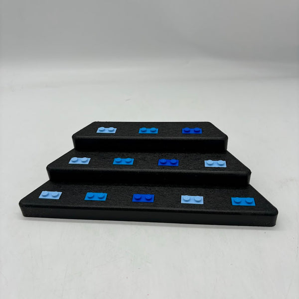 Minifigure Display - Podium (Black with Blue, Bright Blue, and Azure Bricks)