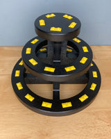 Round 3-Tier Minifigure Display Stand with Yellow Bricks