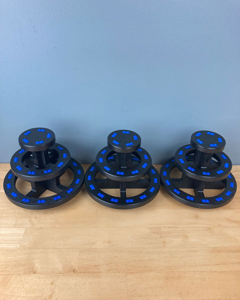 Round 3-Tier Minifigure Display Stand with Blue Bricks